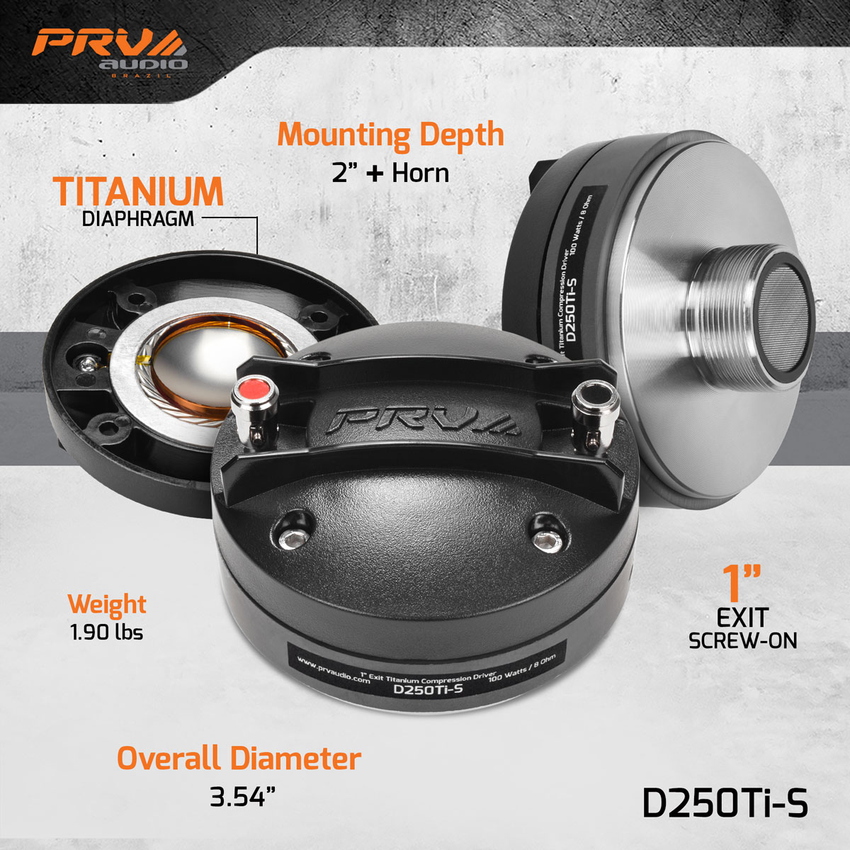 PRV 1 inch Exit Titanium Compression Driver Screw-On 8 Ohm PRV-D250Ti-S - Image 4