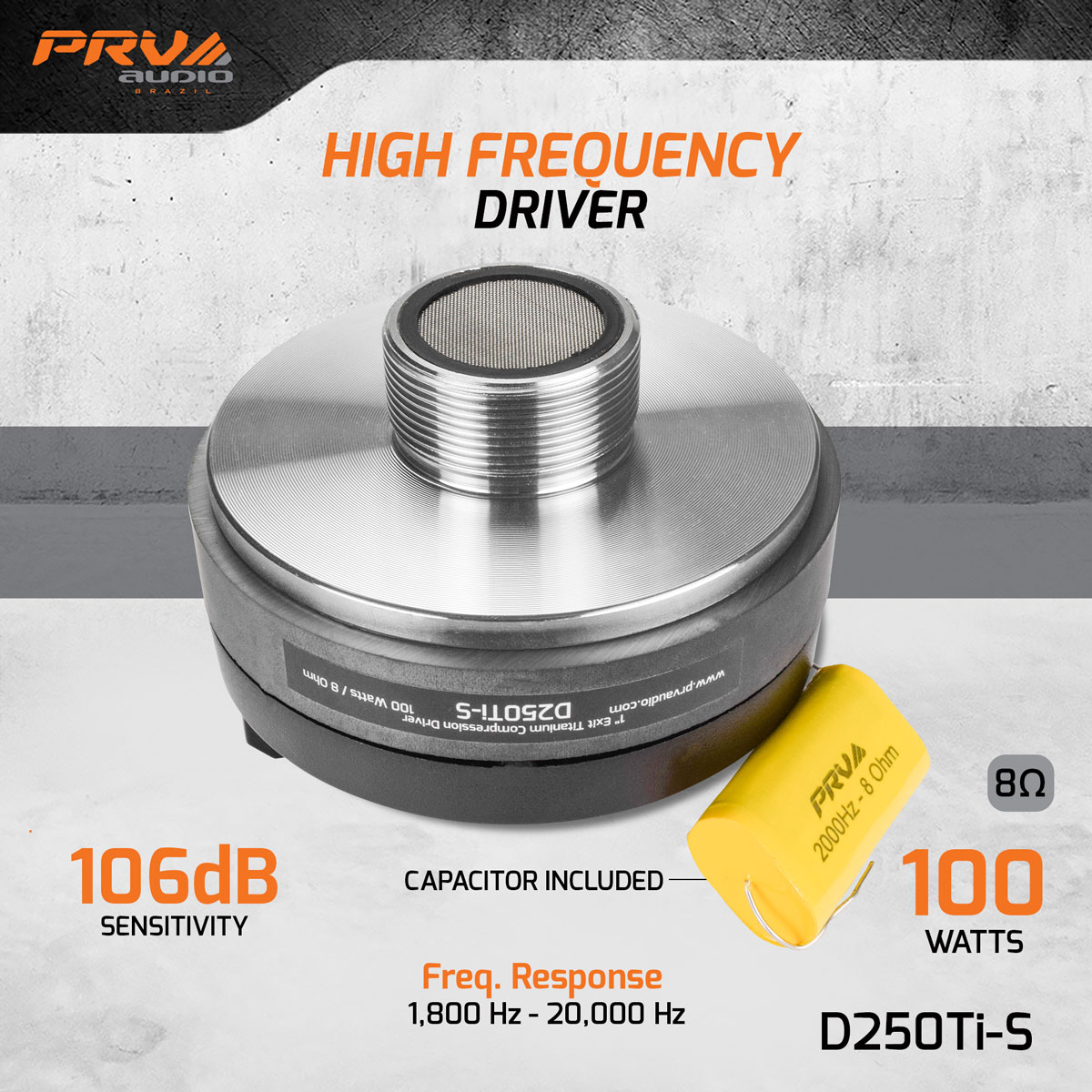 PRV 1 inch Exit Titanium Compression Driver Screw-On 8 Ohm PRV-D250Ti-S - Image 2