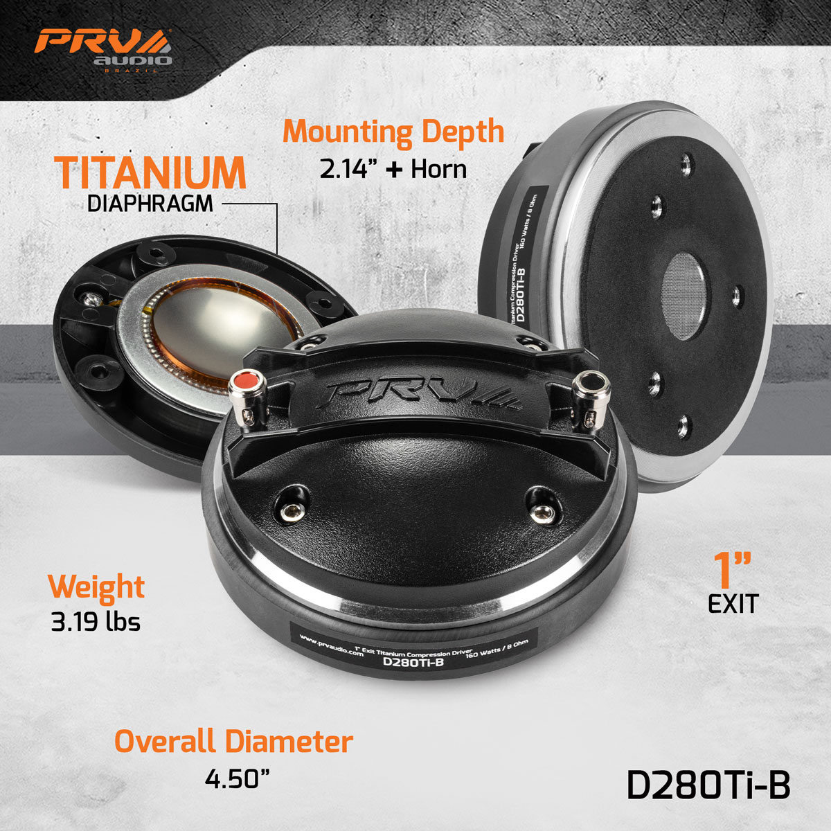 PRV 1 inch Exit Titanium Compression Driver Bolt-On 8 Ohm PRV-D280Ti-B - Image 4