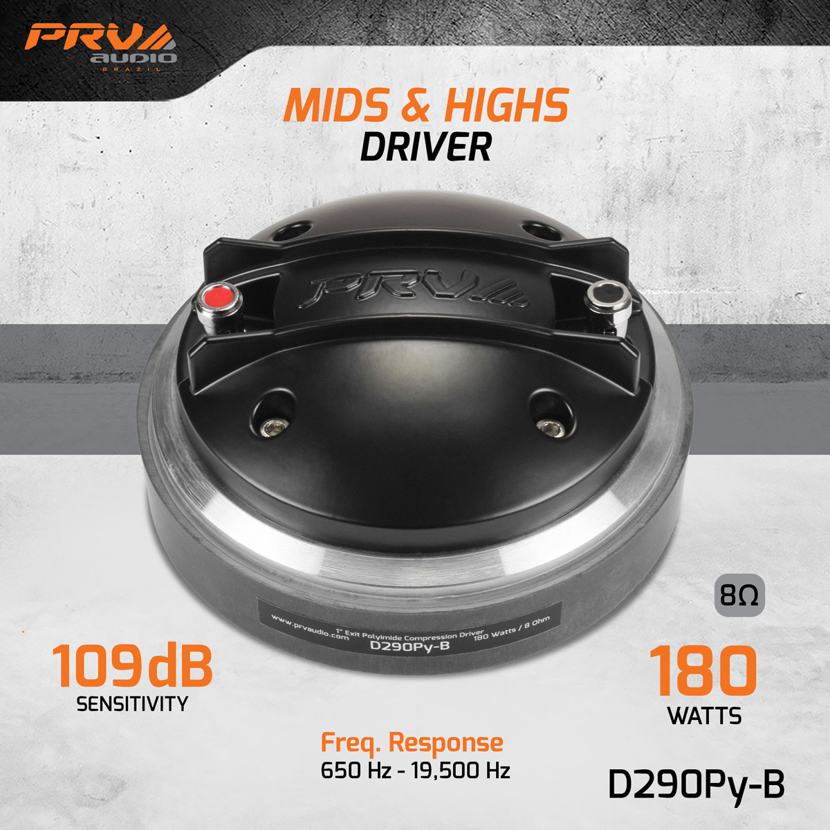 PRV 1 inch Exit Polyimide Compression Driver Bolt-On 8 Ohm PRV-D290Py-B - Image 2