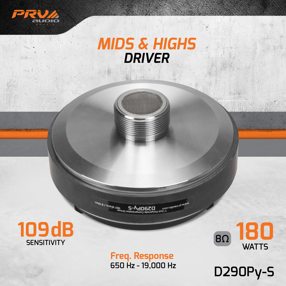 PRV 1 inch Exit Polyimide Compression Driver Screw-On 8 Ohm PRV-D290Py-S - Image 2