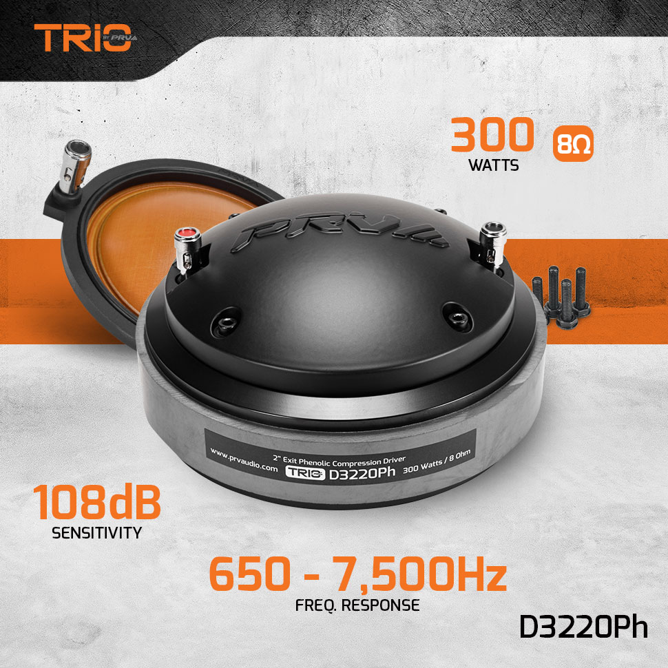 PRV 2 inch Exit Phenolic Mid Range Compression Driver 8 Ohm PRV-D3220Ph - Image 2