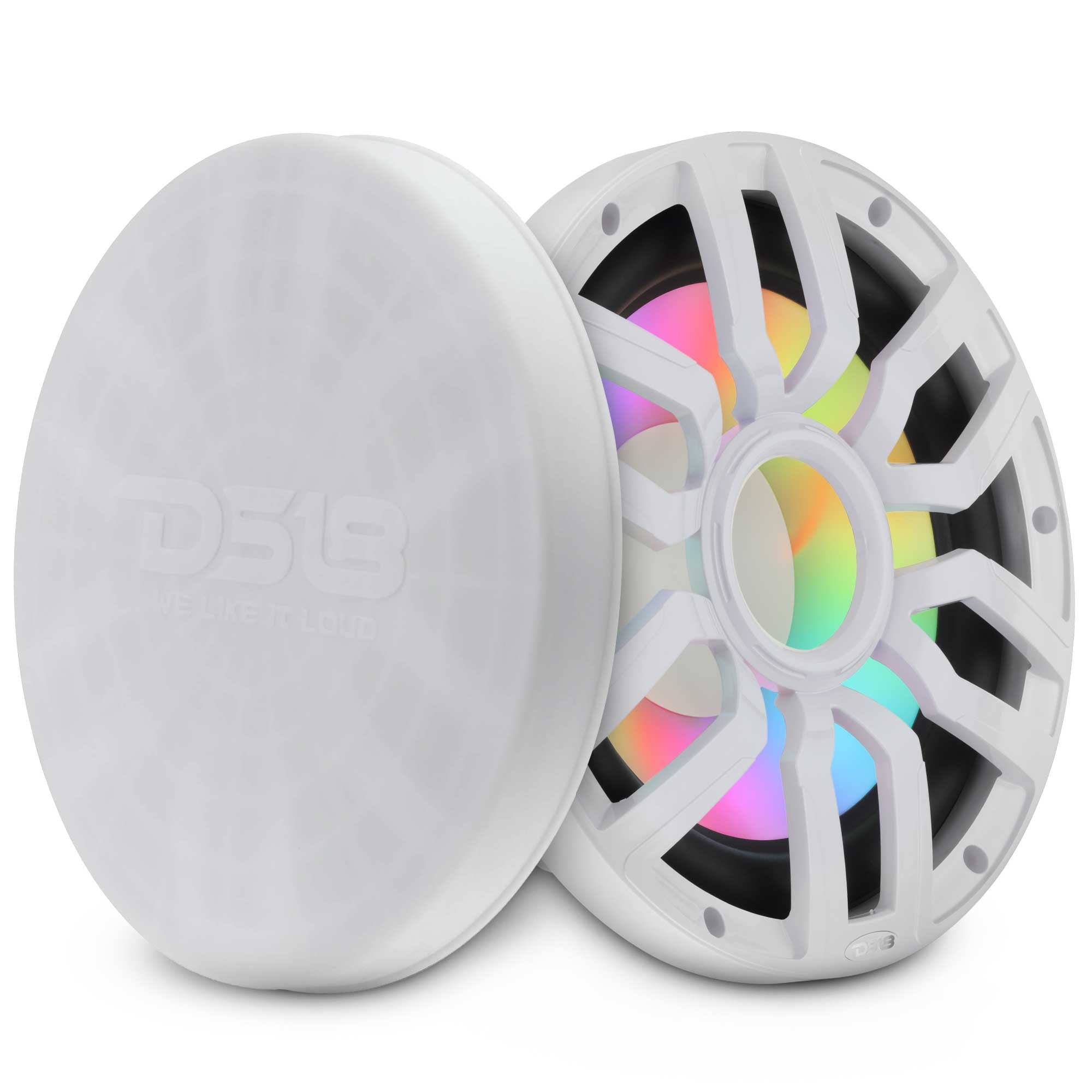 DS18 NXL-IQ10.2SUB/WH 10" NXL-iQ Marine Subwoofer with Digital LED Lights - 500W RMS 2-Ohm SVC, White