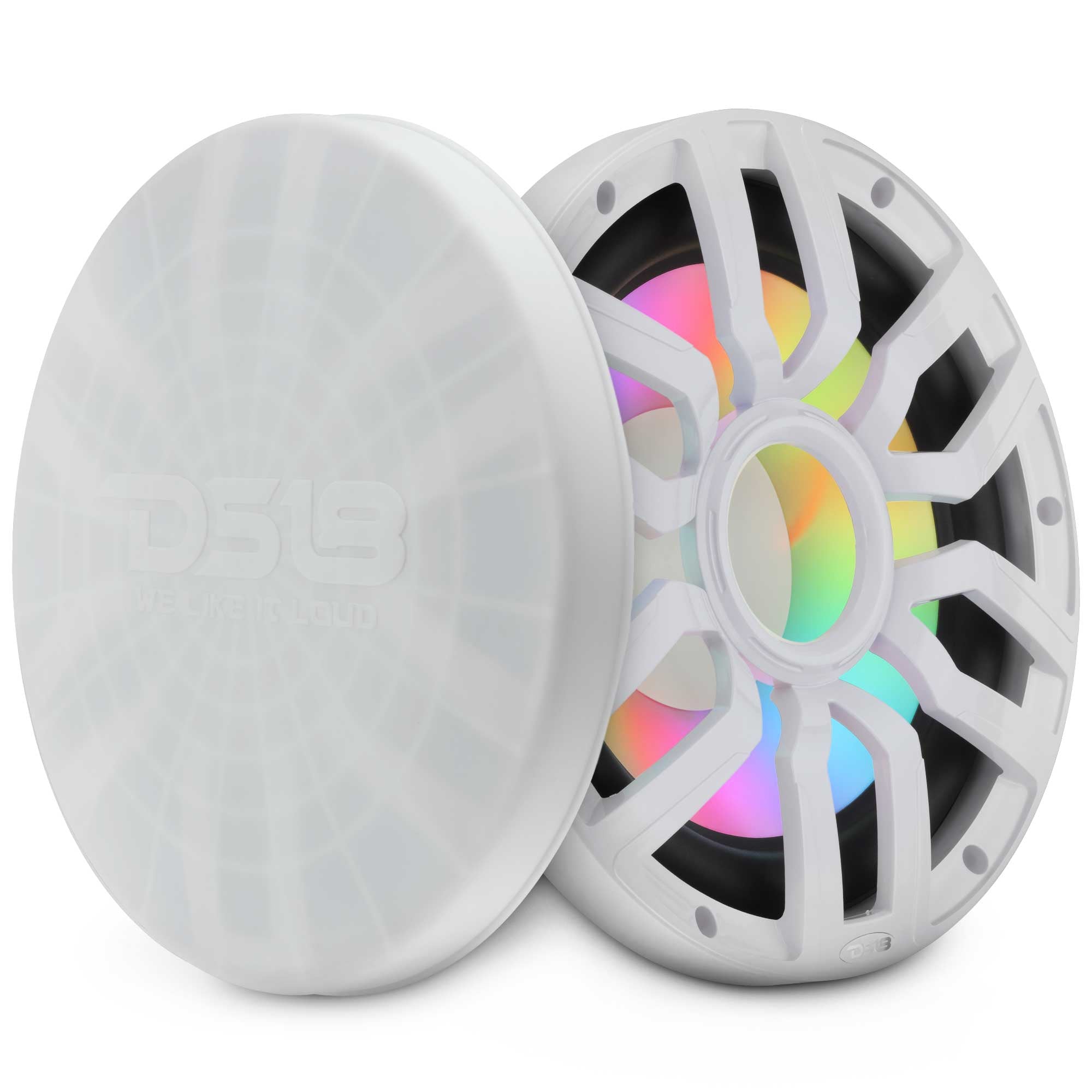 DS18 NXL-IQ12.2SUB/WH 12" NXL-iQ Marine Subwoofer with Digital LED Lights - 600W RMS 2-Ohm SVC, White