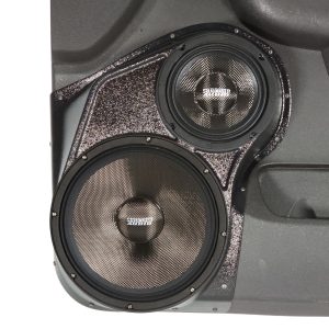 10" + 6.5" Front Door Speaker Pods – 2010–2013 GM Fullsize Pickups • 2010–2014 GM Fullsize SUVs – Upper Handle