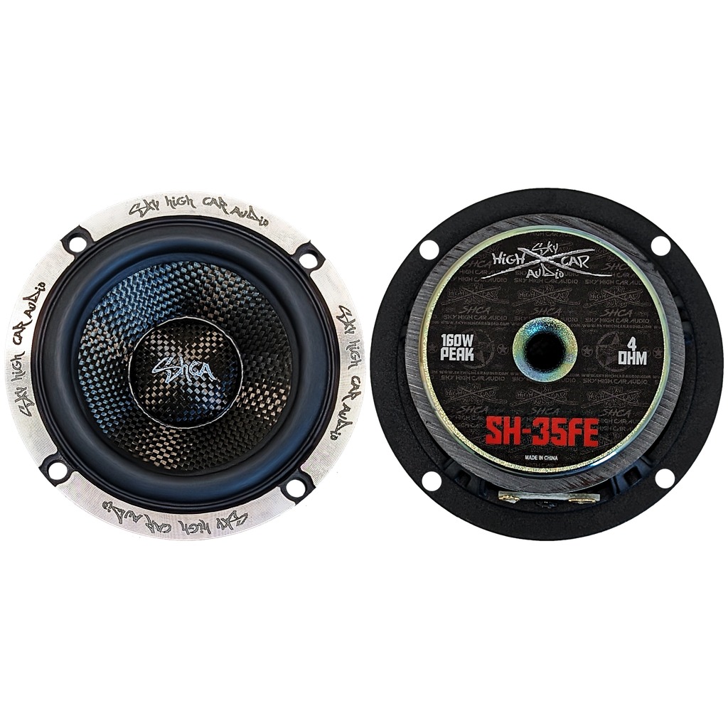 Sky High Car Audio SH-35FE 3.5 inch Speakers with Carbon Fiber Cone (Pair)