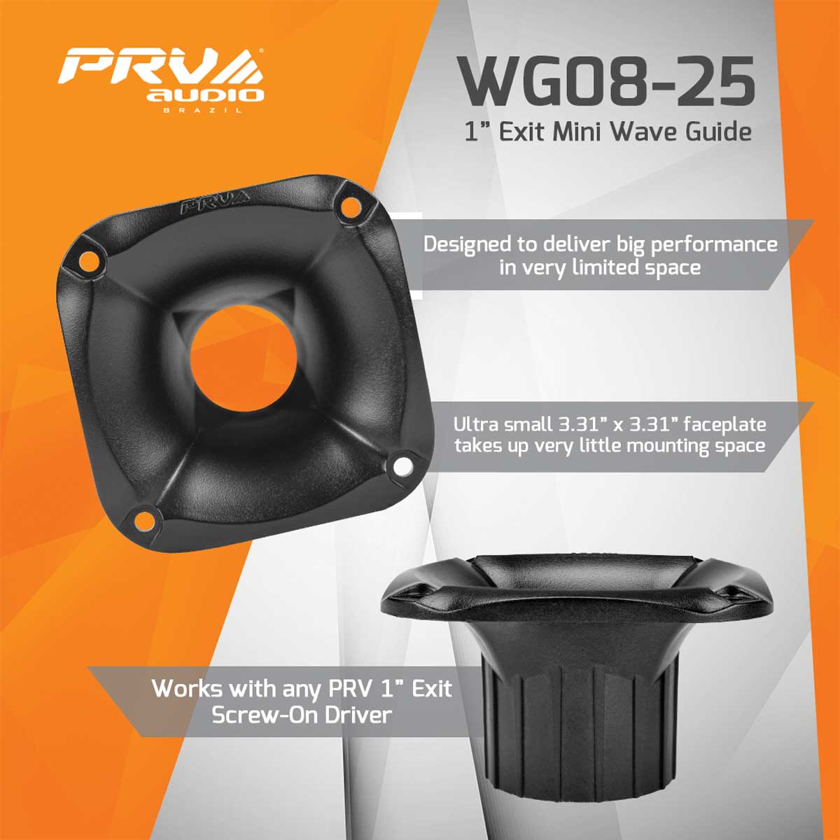 PRV 1 inch Exit Mini Wave Guide Horn 90 x 90 PRV-WG08-25 - Image 2