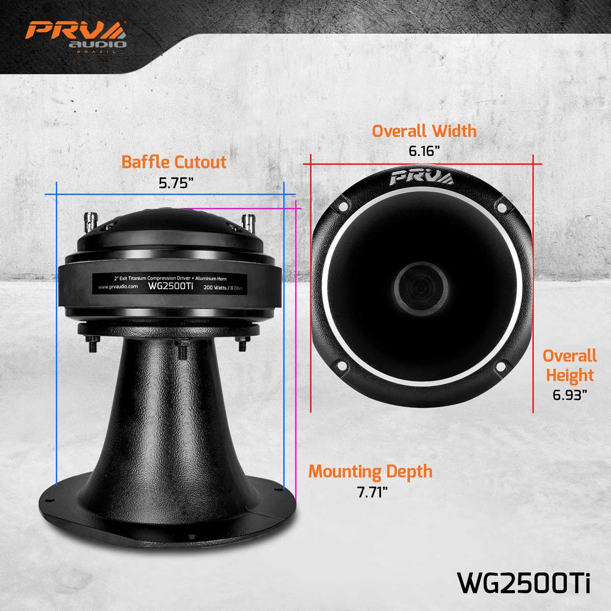 PRV 2 inch Exit Titanium Compression Driver + Horn 8 Ohm PRV-WG2500Ti - Image 4