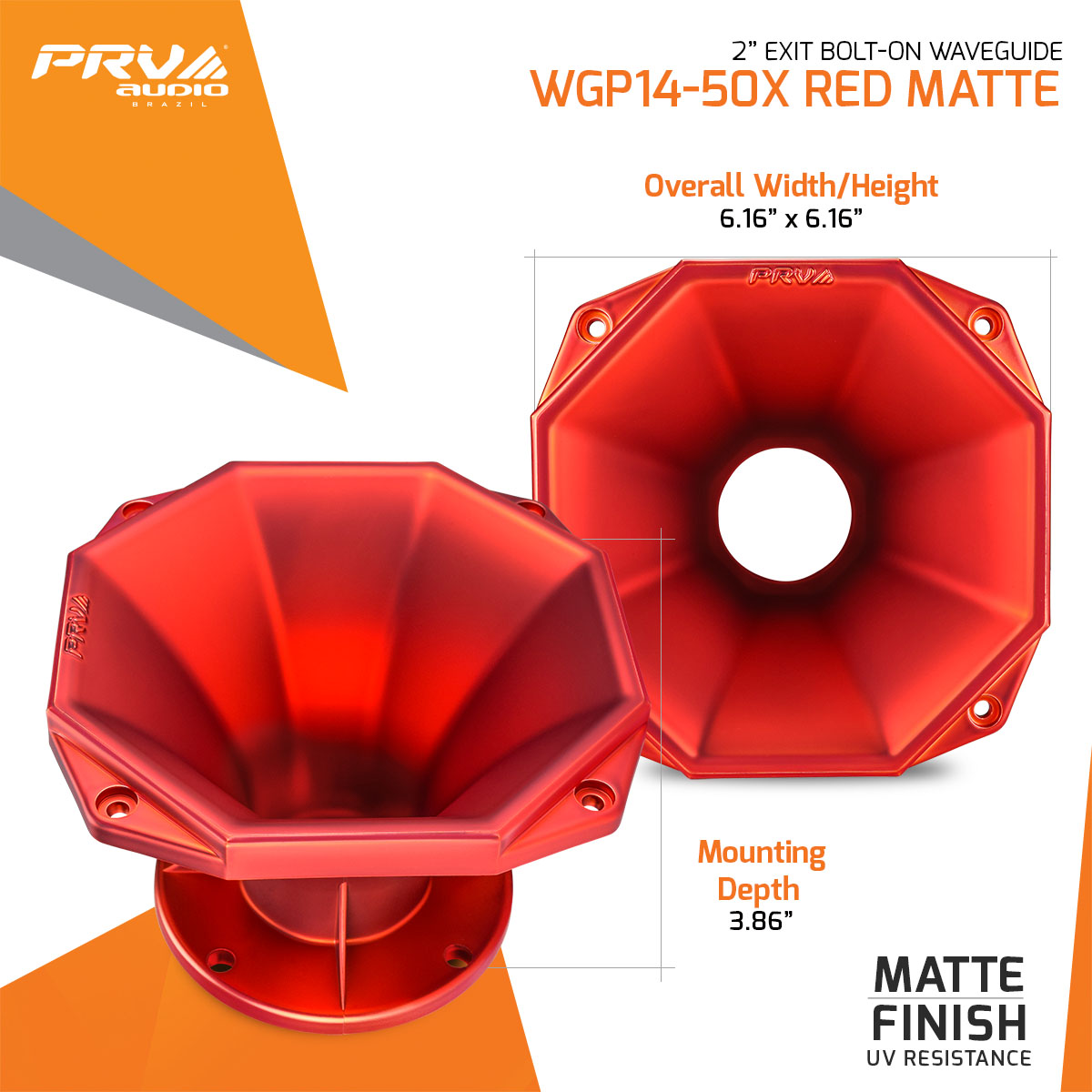 PRV 2 inch Exit Octagonal Horn 60 x 60 RED MATTE PRV-WGP14-50XRedMatte - Image 5